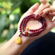 Bailuoqi Purple Teeth Black Garnet Bracelet Women's 108 Multi-circle Bracelet Chinese Valentine's Day Gift Beads 5mm Three Circles