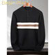 ElegantMan Half Turtleneck Sweater Men's Bottoming Sweater Autumn and Winter Casual Contrast Color Striped Henley Collar Trendy Sweater Light Gray S 165__ Suitable for 105-120Jin Jin equals 0.5 kg