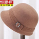 Hengyuanxiang middle-aged and elderly mother's hat women's pure wool autumn and winter basin hat grandma hat British thickened and warm for the elderly burgundy one size adjustable