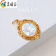Xingtang 18k gold necklace pendant gold AU750 non-removable retro style Elizabeth imitation 18k gold medal white shell single pendant for girlfriend Chinese Valentine's Day gift