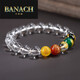 Banach white crystal bracelet for women, five-way wealth god white crystal bracelet for men, white crystal beads 14mm