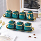Seasoning jar set combination household Nordic light luxury seasoning box storage jar salt MSG ceramic jar kitchen storage rack emerald-set (3 jars + 1 tray + 3 spoons)