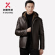 Urban Powerful Leather Jacket 2026 Winter Men's Casual Middle-aged Liner Hooded Warm Coat Jacket Brown 6678-K 4XL 195