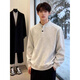 Wu Yinan American heavyweight velvet Henry collar inner layering shirt men's cleanfit simple right shoulder slim long-sleeved sweatshirt Black plus velvet models are in stock and ready to ship Black plus velvet 5XL