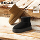 Belle thick-soled cold-proof snow boots 2025 winter new women's thickened warm velvet wool chimney short boots pine cone brown 38