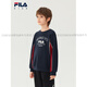 FILA KIDS Children's Clothing Boys' Sweaters 2025 Winter New Children's Cotton Comfortable Loose Tops Official Authentic Night Machine Blue-NV M 140c