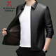 KBXNG Jinba new autumn and winter genuine leather jacket for men. Haining first layer sheepskin men's leather jacket. Single leather lapel black sheepskin. Single leather lapel black. M 170100-120Jin Jin is equal to 0.5 kg.