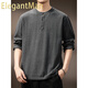 ElegantMan high-end American retro Henry long-sleeved sweater men's autumn new loose casual retro bottoming shirt dark gray S