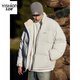 YISHion 2025 Autumn and Winter New Short Down Jacket Men's American Stand Collar Thickened Warm Bread Jacket Japanese Boys Jacket GY7185 Silver Fish White 2XL Down Filling 253.8g