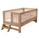 Customized beech children's bed spliced large bed with guardrail single girl's widened baby bedside solid wood crib with guardrails on both sides and no ladder + Class A pure cotton bedside 190x100cm