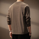 AX Armani broken code 2026 high-end simple solid color Henry collar long-sleeved shirt for men autumn loose heavyweight retro hit brown M suitable for 110-130Jin Jin is equal to 0.5 kg