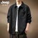 JEEP SPIRIT Jeep Japanese bamboo pattern shirt jacket men's autumn loose new retro top workwear long-sleeved shirt black XL