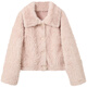 Sancai 2025 winter new warm pink fur coat eco-friendly fur loose short long sleeve lapel M
