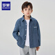 Romon Boys Striped Shirt New Fashionable Children's Autumn and Winter Jacket Trendy Handsome Spring and Autumn Thick Shirt Blue 140