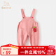 Banxidi baby denim overalls for autumn, new style girls' pants, boys' leggings, children's casual pants, baby spring and autumn style, pink, small size (one size larger can be taken) 90 cm