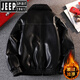 JEEP SPIRIT batik shiny fur collar leather jacket men's plus velvet thickened fur all-in-one warm motorcycle jacket for winter bright coffee color 4XL recommended 165-180 Jin Jin equals 0.5 kg