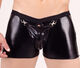 Men's sexy underwear men's special open thong patent leather pants nightclub ds performance clothing black + red edge L