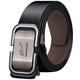 Warrior belt, men's genuine cowhide trouser belt, toothless pure automatic buckle, inner wear style, business casual trouser belt for young and middle-aged people, versatile, classic black, upgraded inner wear without exposing the tail