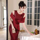 2025 new fashion off-shoulder burgundy sequined fishtail long evening dress for mother-in-law's wedding banquet burgundy skirt length 145CM 2XL 2XL