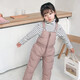 Aigechen baby down overalls 2025 Korean version children's down cotton overalls autumn and winter outer wear one-piece baby black one size 80cm