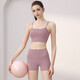 Yoga clothes for women, Pilates training sports bra, fixed cup, quick-drying breathable running fitness shorts for women, Raspberry Red + Raspberry Red M