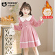 Piggy Banner (PEPCO) girls dress winter plus velvet winter girl clothes fashionable children princess skirt winter pink 110
