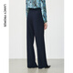 Langzi's new temperament high-waist slim commuter professional wide-leg suit trousers straight spring new trousers trousers for women twilight navy blue L