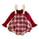 Baby girl's winter clothing plus velvet red New Year's romper plaid overalls khaki baby New Year's greetings attire baggy robe red khaki 66cm 66cm