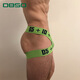 Wide waisted men's double butt sexy underwear with hollow back elastic personality sexy thong threaded cotton double butt green M