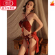 LangSha Sexy Goddess Pajamas Uniform Pure Desire Backless Underwear Female Cosplay Bra Set National Fashion Hanfu Bellyband Red Top + Shorts + Shawl One Size 80-120 Jin Jin equals 0.5 kg