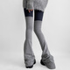 Night Classroom Winter Leg Covers Over the Knees Autumn and Winter Gray Long-Tube Horned Wide-Leg Socks Covers Extra Long Black Socks Women Gray One Size