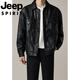 JEEP SPIRIT Jeep international brand autumn and winter trendy men's handsome high-end men's motorcycle short leather jacket jacket for men black 4XL