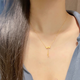 Yongsi 18K gold pure handmade gold bow tassel necklace feminine simple imitation 18k gold water drop clavicle chain