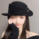 Beimuge Thousand Gold Top Hat Women's Hat Autumn and Winter 2025 New Woolen Fisherman Hat Felt Hat Basin Hat Winter Hat Hepburn Style Elegant French Thousand Gold Style Curly Black Top Hat