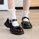 G.duck girls' small leather shoes 2025 new soft-soled children's black performance shoes for older children, college-style style princess shoes, black 26, shoe inner length 15.6cm