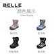 Belle Children's Shoes Snow Boots 2025 Winter New Style Velvet Thickened Girls' Large Cotton Boots Boys' Short Boots Purple/Gray 35