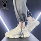 Playboy (Playboy) Daddy Schuhe Herrenschuhe 2025 Sommerschuhe Herren-Freischuhe Herren dicker alleinerheigere Höhe atmungsaktive Sportschuhe Beige 42