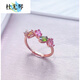 Duyouqin Tourmaline Ring Row Ring Women Candy Rainbow Color S925 Silver Inlaid Gemstone Hand Jewelry Gift Opening Adjustable Tanzanite J274