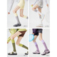 Pick Up Socks Contrast Color Sports Pressure Calf Socks Slimming Compression Socks Outdoor Hiking Mountain Cycling Long Socks White + Gray and Yellow One Size (Strong Pressure Slimming_Sweat Absorbent Breathable_10A)