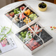 Zhiduosao four-piece fruit box, fresh fruit and fruit cut packaging box, four-grid fruit platter, disposable paper-plastic packaging box with lid, white-large-four-grid, fold-free box (set of 2)