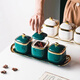 Seasoning jar set combination household Nordic light luxury seasoning box storage jar salt MSG ceramic jar kitchen storage rack emerald-set (3 jars + 1 tray + 3 spoons)