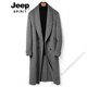 JEEP SPIRIT Autumn and Winter high-end men's over-the-knee long thickened green fruit collar double-sided wool coat camel fur windbreaker jacket black 24065 buckleless belt 3XL 190 175-190Jin Jin equals 0.5 kg