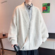 Yuexiang black cardigan sweater for men in autumn and winter heavyweight American Henry collar casual handsome inner versatile knitted bottoming shirt beige M