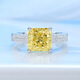 S925 Ring Women's Light Luxury Premium Four-Prong Yellow Diamond Small Sugar Cube Diamond Ring Original New Model Simple Model FDJZ-116-Tanzan Color No. 5