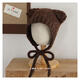 SOMUBAY Children's Hat Autumn and Winter Korean Style Casual Girls Cute Bear Lace Knitted Ear Hat Boy Baby Wool Hat Brown Color 170 Reference Age 2-6 Years Old_48-52cm_One Size