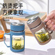 New glass business explosion-proof green tea cup handle large capacity handle office tea cup anti-fall cup new upgraded black 500ml 1 piece