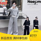 NACJOM International Girls Casual Sports Suit Women's Spring and Autumn Style High-end Long-sleeved Sweatshirt High-waisted Wide-leg Pants Two-piece Set Trendy Gray Two-piece Set 120cm