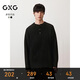 GXG Men's Henley Collar Simple Sweater Casual Commuting Sweater Black 180/XL
