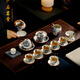 Shimingtang brand high-end Ru kiln ceramic tea set complete set for home and office to send holiday gifts to elders and friends holiday gift box Wealth and wealth Ru kiln tea set 20 pieces