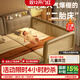 Yijiazhu children's spliced bed newborn baby widened bed flat-connected to the large bed can be stored breathable anti-collision heightened guardrail baby bed 200*60 (total length 220) gray storage mesh upgraded washable 4D mattress